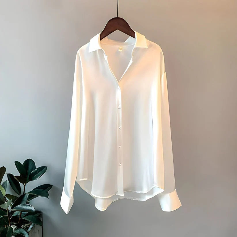 Josie | Silk Satin Long Sleeve Blouse
