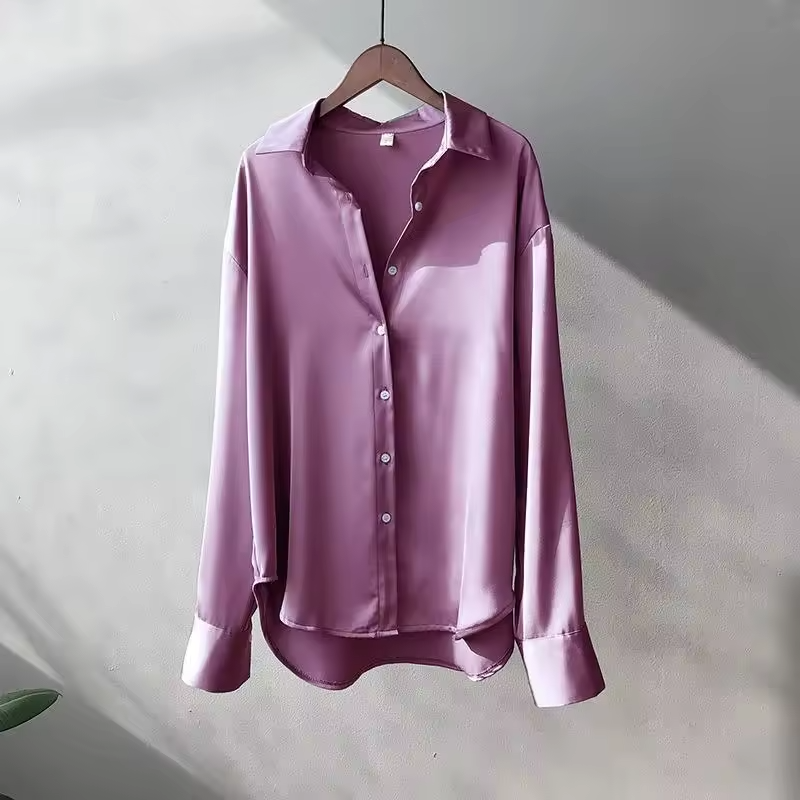 Josie | Silk Satin Long Sleeve Blouse