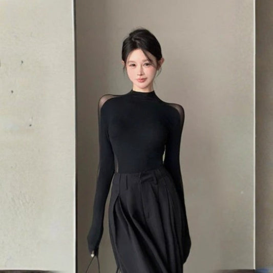 Cintia | Layering Mesh-Sleeve Comfort Top