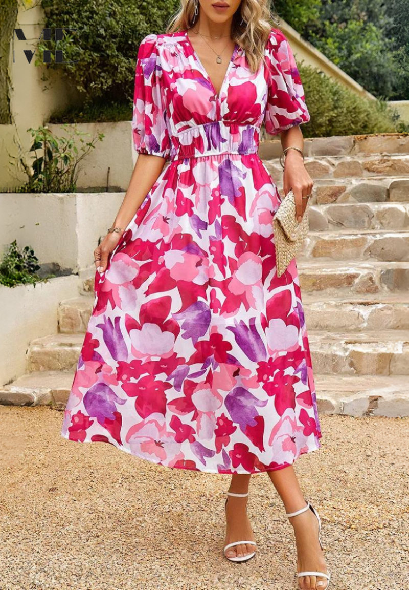 Martina | Warm-Weather Floral Romantic Detailing Dress