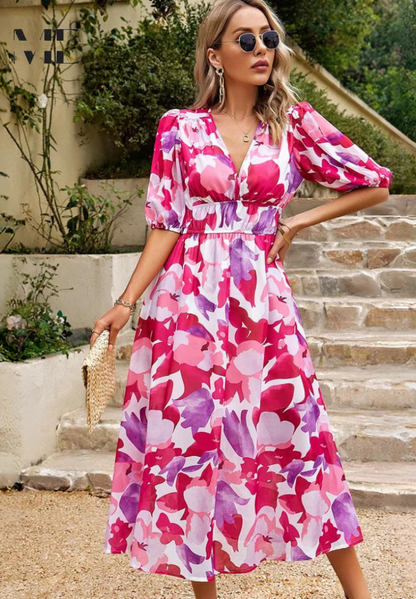 Martina | Warm-Weather Floral Romantic Detailing Dress