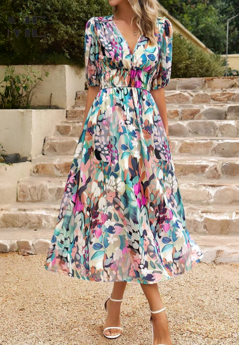 Martina | Warm-Weather Floral Romantic Detailing Dress
