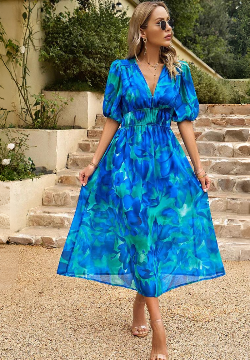 Martina | Warm-Weather Floral Romantic Detailing Dress
