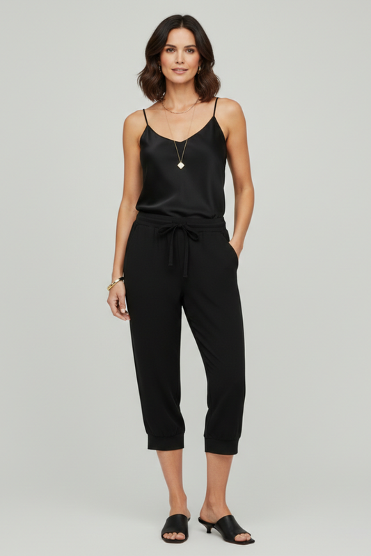 Albarosa | Errand-Day Cropped Drawstring Comfort Trousers