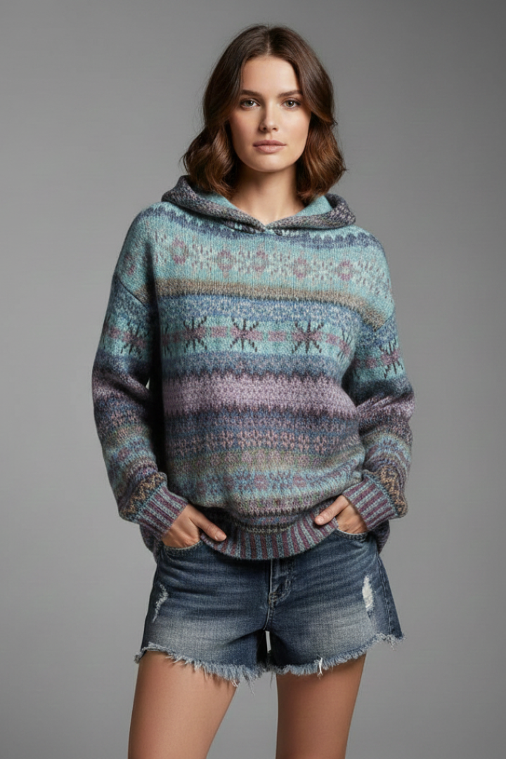 Callie | Loungeworthy Patterned Ribbed Comfort Hoodie