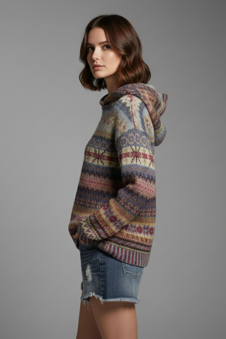 Callie | Loungeworthy Patterned Ribbed Comfort Hoodie