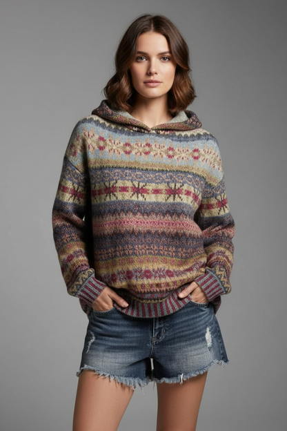 Callie | Loungeworthy Patterned Ribbed Comfort Hoodie