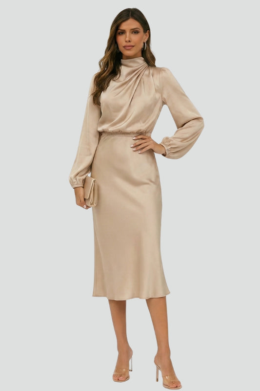 Isabellina | Everyday Midi Long-Sleeve Drape Dress