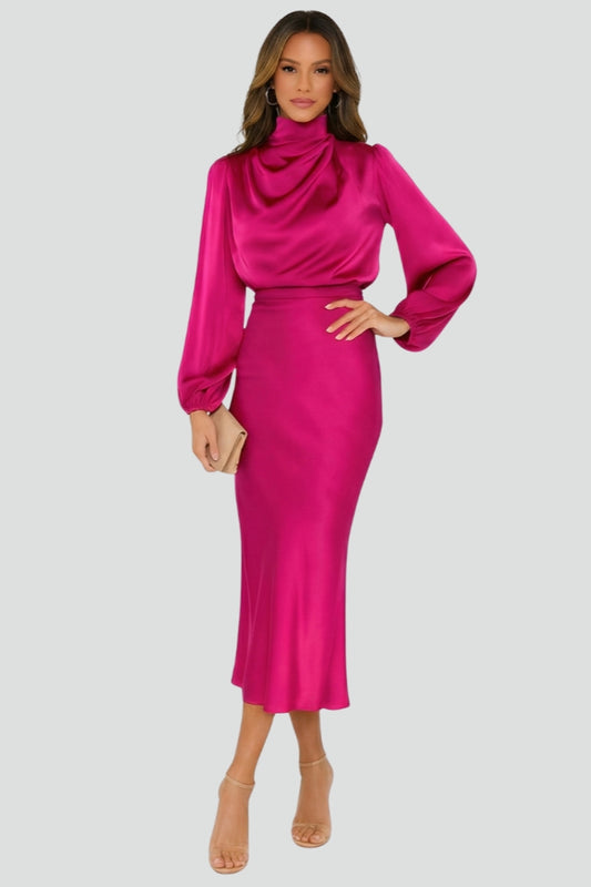 Isabellina | Everyday Midi Long-Sleeve Drape Dress