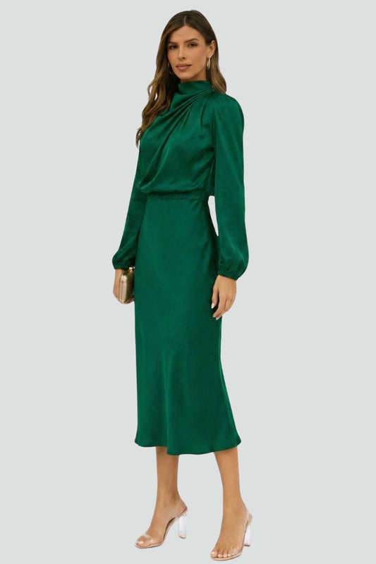 Isabellina | Everyday Midi Long-Sleeve Drape Dress