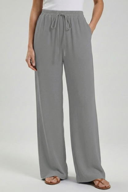 Adeva | Airy Wide-Leg Drawstring Comfort Trousers