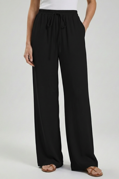 Adeva | Airy Wide-Leg Drawstring Comfort Trousers