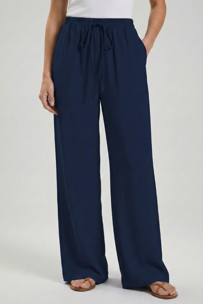 Adeva | Airy Wide-Leg Drawstring Comfort Trousers