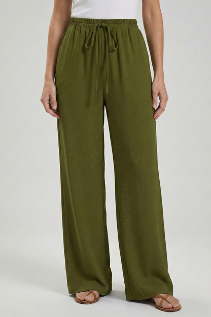 Adeva | Airy Wide-Leg Drawstring Comfort Trousers