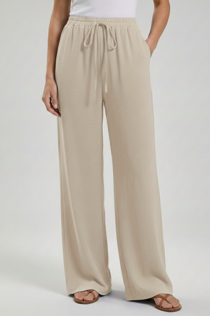 Adeva | Airy Wide-Leg Drawstring Comfort Trousers