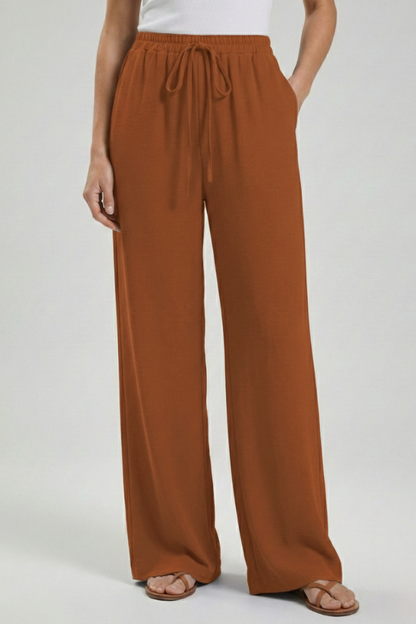 Adeva | Airy Wide-Leg Drawstring Comfort Trousers