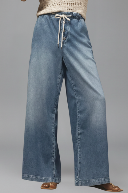 Aleva | All-Day Wide-Leg Drawstring Silhouette Jeans