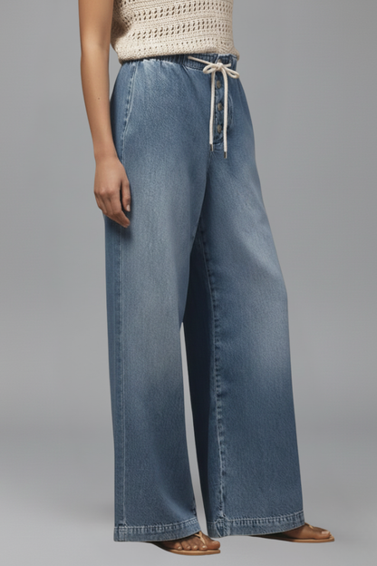 Aleva | All-Day Wide-Leg Drawstring Silhouette Jeans
