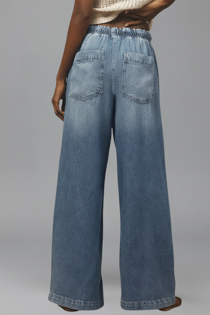 Aleva | All-Day Wide-Leg Drawstring Silhouette Jeans