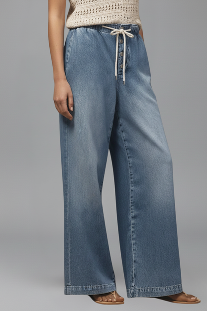 Aleva | All-Day Wide-Leg Drawstring Silhouette Jeans