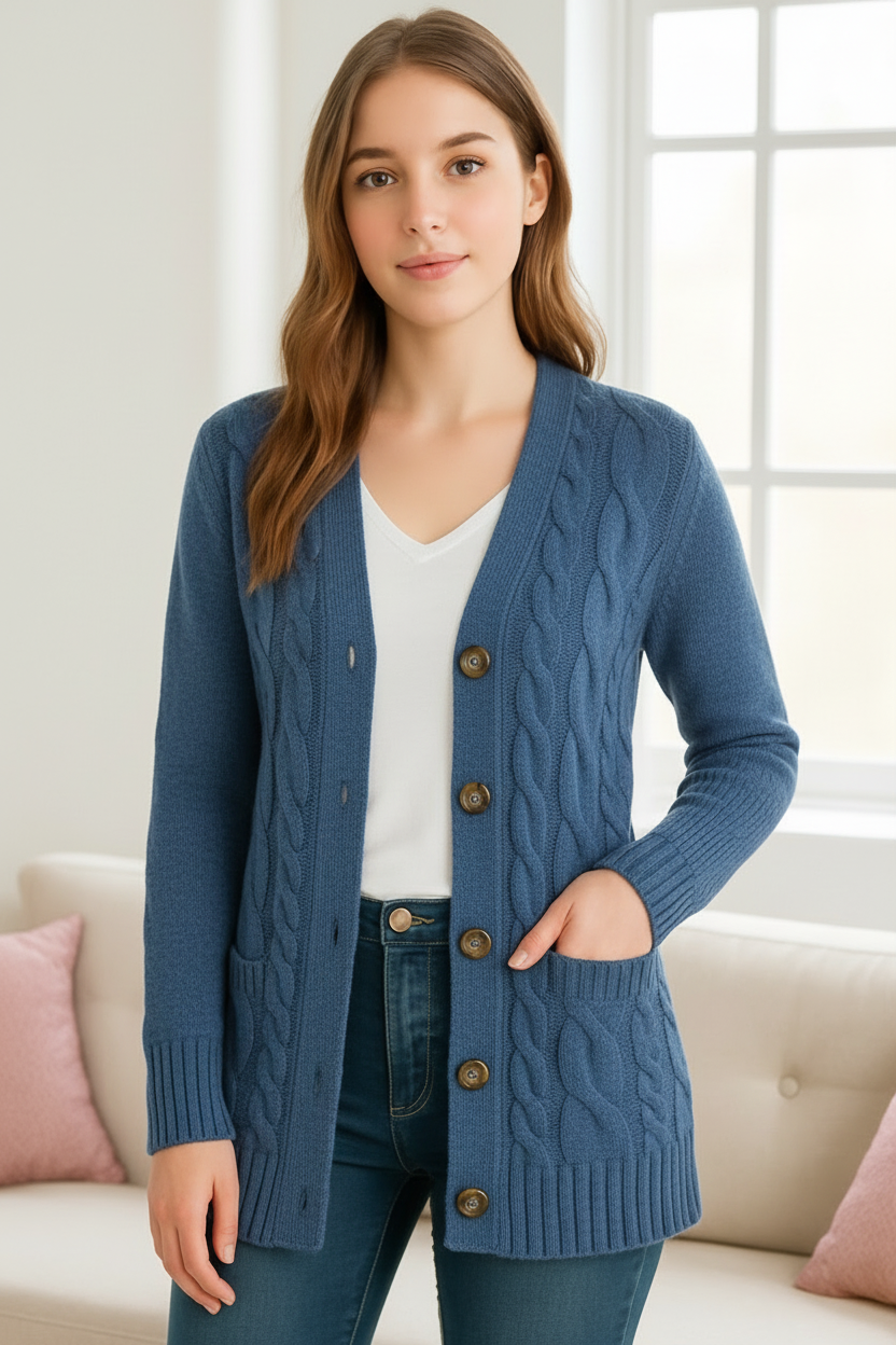 Angwen | Everyday Cable Knit Warmth Cardigan