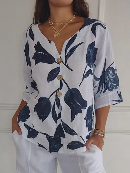 Sanne(TM) | Warm-Weather Romantic Floral Style Blouse
