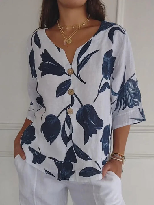 Sanne(TM) | Warm-Weather Romantic Floral Style Blouse