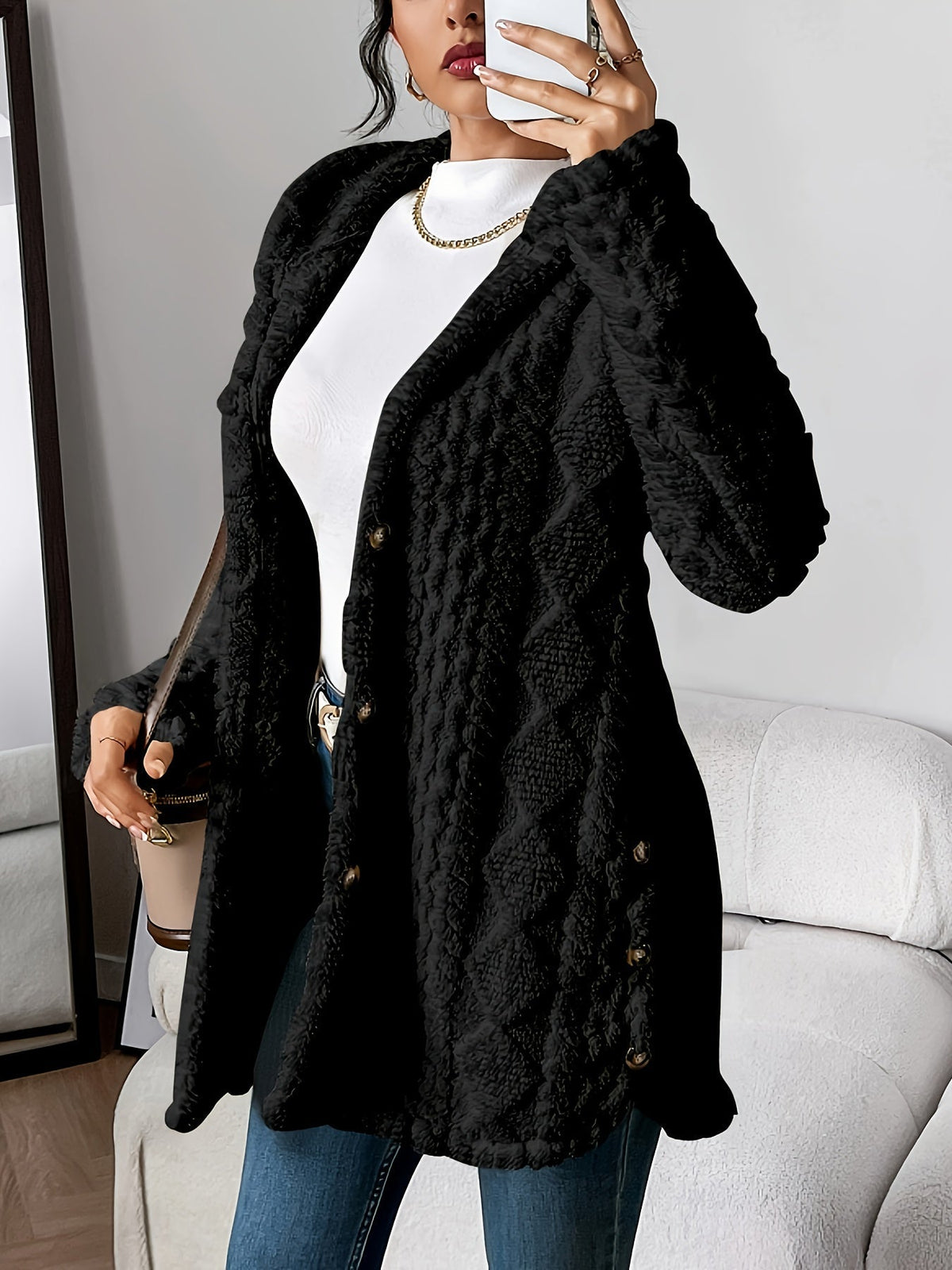 Asinda | Transitional Plush Hooded Coziness Cardigan