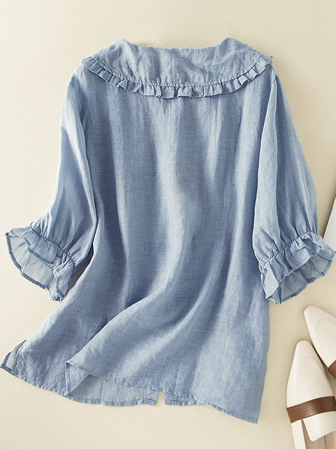 Marisetta | Date-Night Ruffle-Collar Summer Silhouette Shirt
