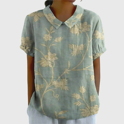 Josalynn | Airy Floral Summer Silhouette Blouse
