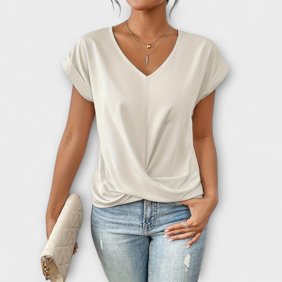 Amelinda | Weekend V-Neck Lightweight Drape Top