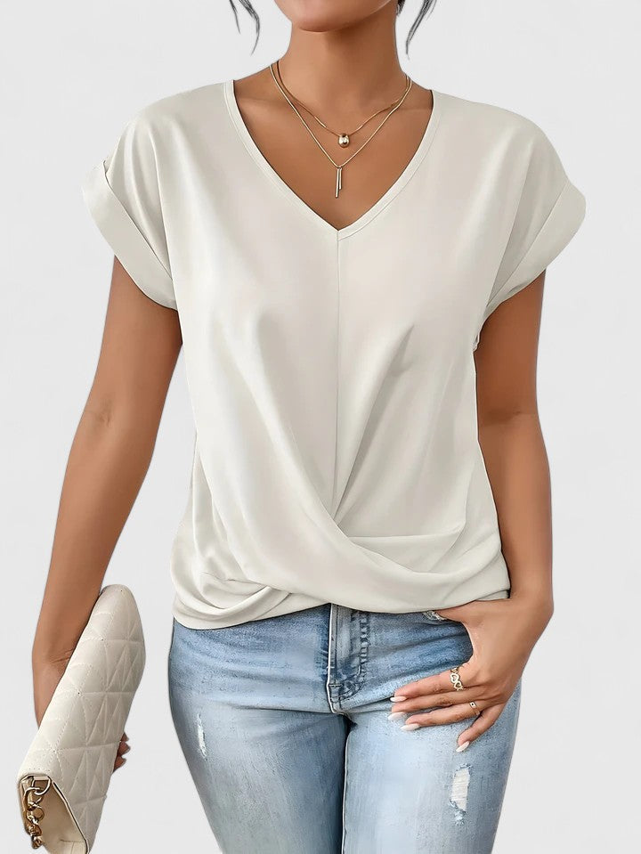 Aldea | Airy Twist-Front V-Neck Fit Top