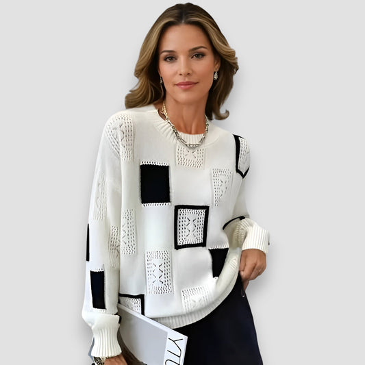 Asoliva | Cold-Weather Square Pattern Coziness Sweater