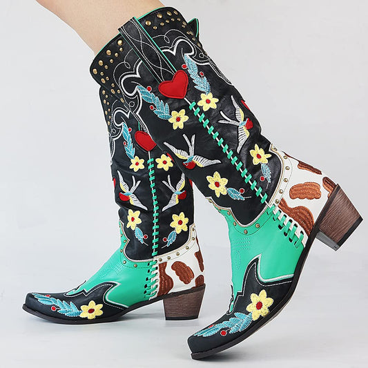 Bronwen | Autumn Embroidered Cowboy Comfort Boot