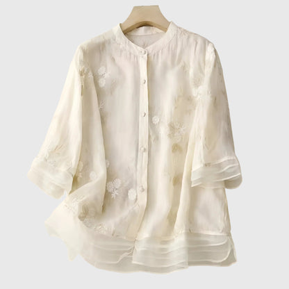 Alexina | Layering Breathable Embroidered Silhouette Top