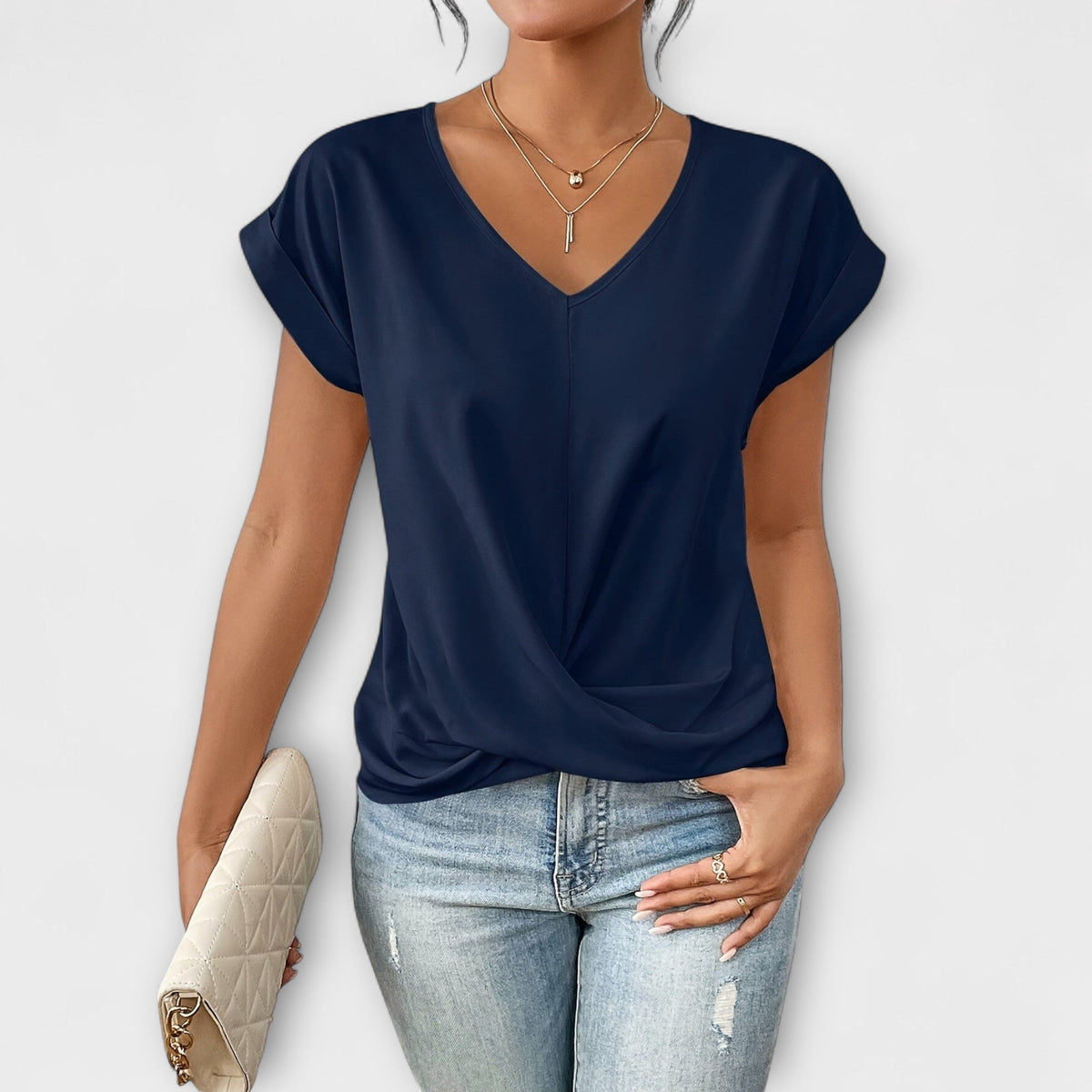 Amelinda | Weekend V-Neck Lightweight Drape Top