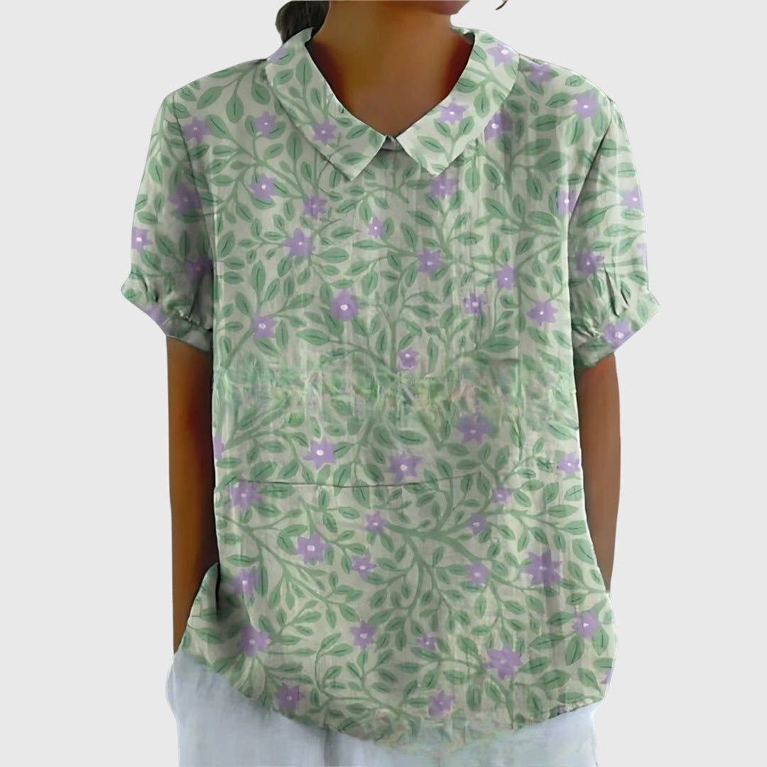 Josalynn | Airy Floral Summer Silhouette Blouse