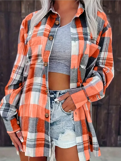 Harper | Pink Plaid Flannel Top