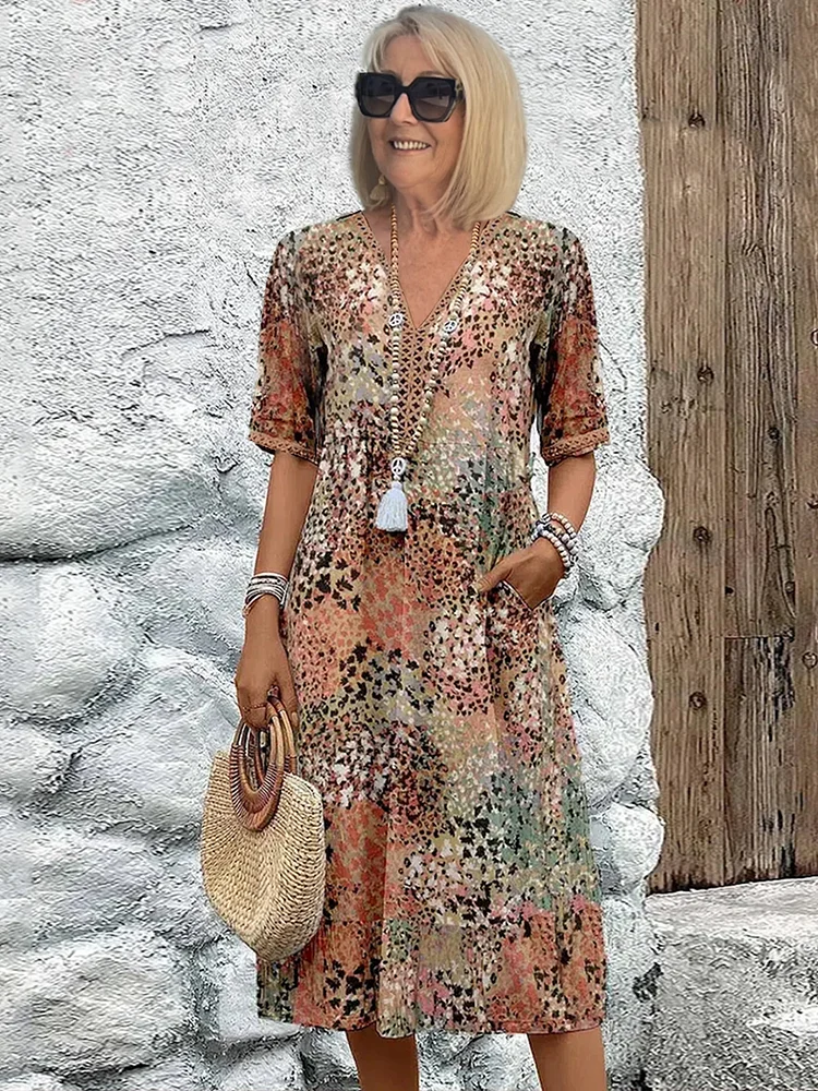 Simona | Garden-Party Vibrant Midi Finish Dress