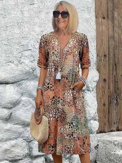 Simona | Garden-Party Vibrant Midi Finish Dress
