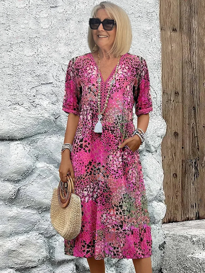 Simona | Garden-Party Vibrant Midi Finish Dress