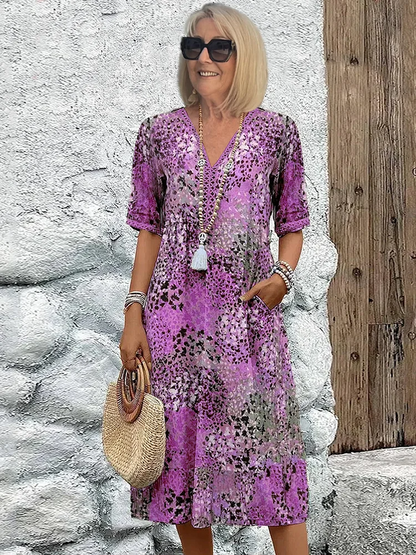 Simona | Garden-Party Vibrant Midi Finish Dress