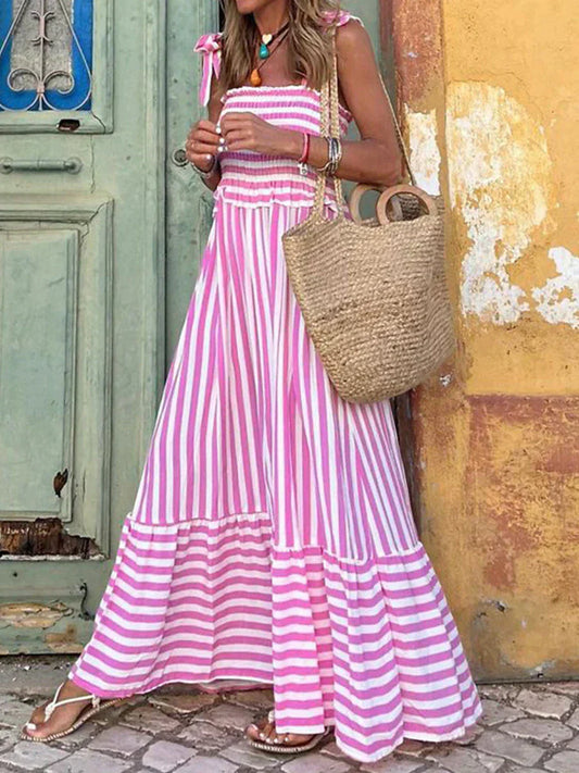 Guerrina | Resort Striped Summer Flair Dress