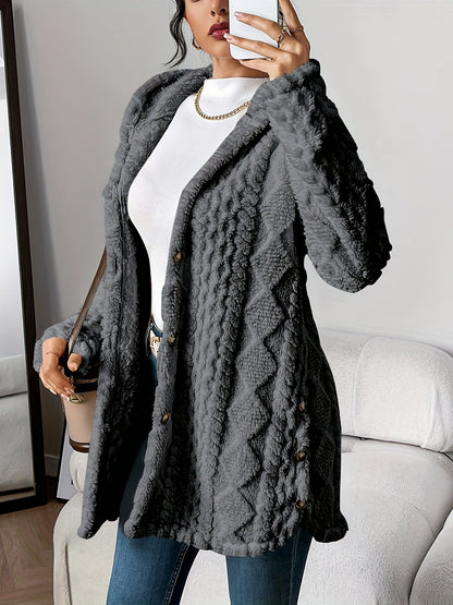 Asinda | Transitional Plush Hooded Coziness Cardigan