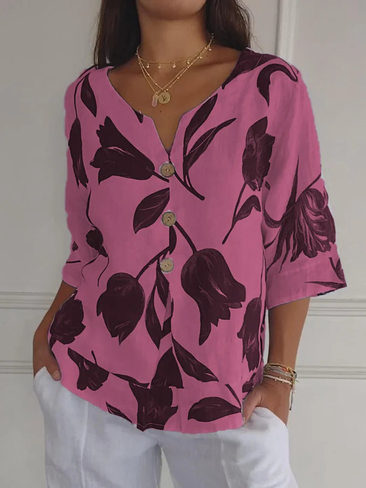Heloise | Layering Floral button-up Finish Blouse