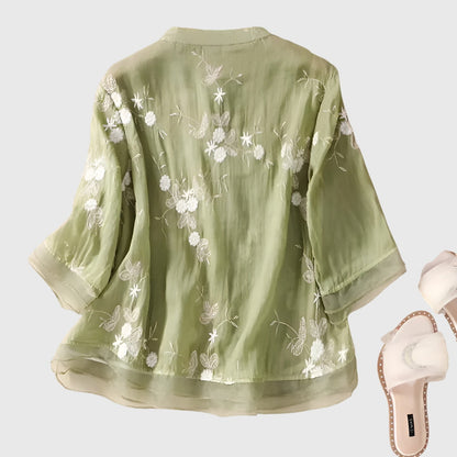 Alexina | Layering Breathable Embroidered Silhouette Top