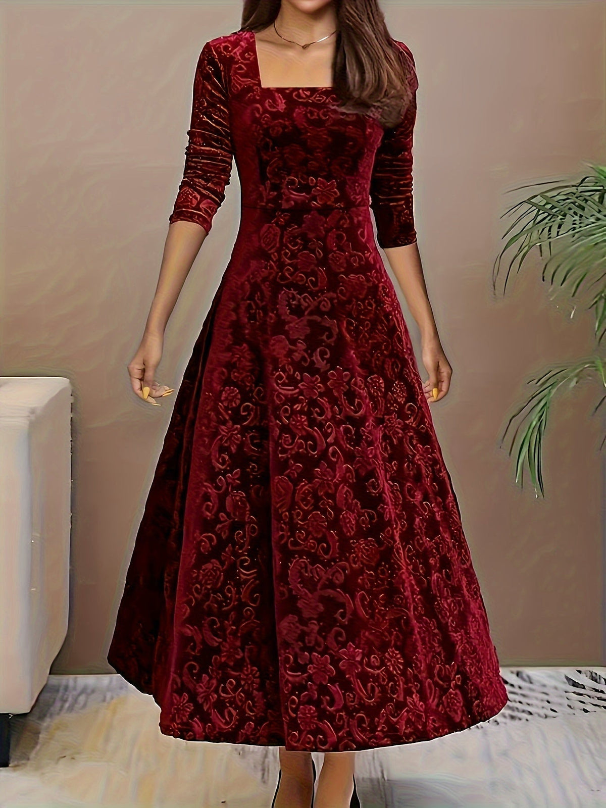 Gisella | Getaway Velvet Floral Design Dress