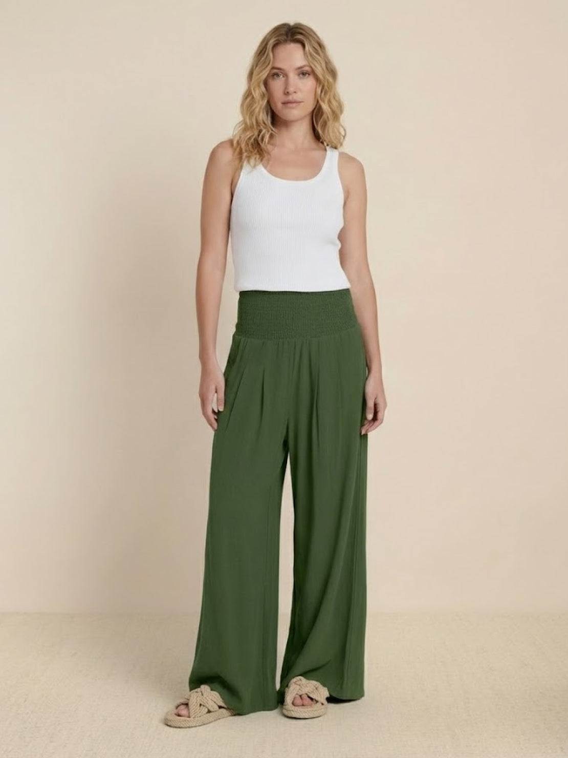 Dune | Smocked-Waistband Wide-Leg Pants