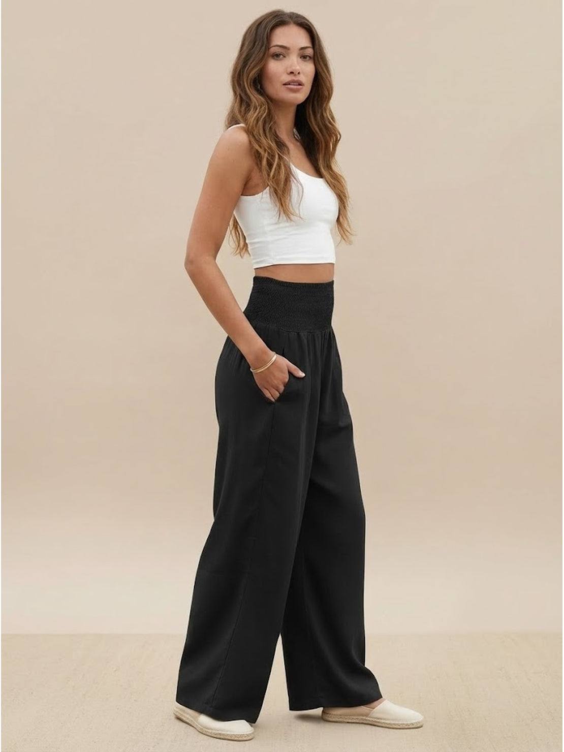 Dune | Smocked-Waistband Wide-Leg Pants