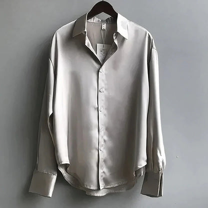 Sage | Satin Button-Down Top